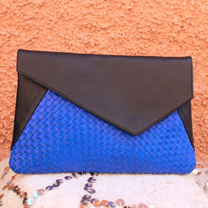 Pattie Braided Clutch in Cobalt