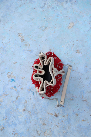 Camelia Crossbody Bag in Crimson Mouzouna (Ivory)