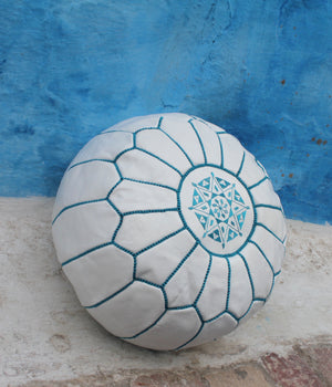 Moroccan Pouf in Ivory